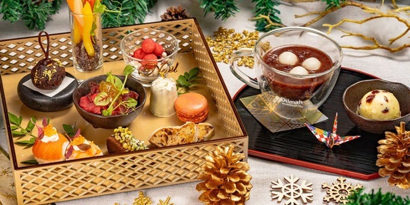 【Xmas2025】和のクリスマスアフタヌーンティー、ティーフリーフロー付＋盆栽ティラミス