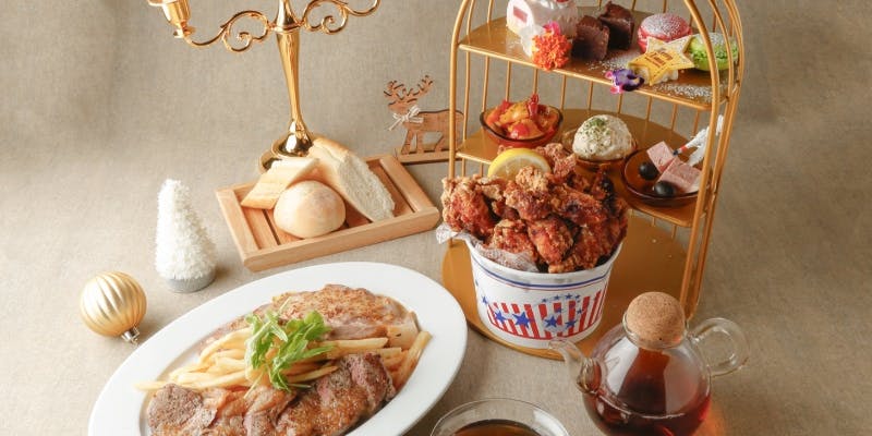 ファミリープラン Bistro Share Plate クリスマスチキンバレル＆サーロイン＆ローストポーク＋1ドリンク付