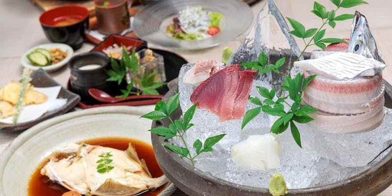 【鯛めしコース：彩】造り盛り4種、天婦羅、鯛めしなど（個室リクエスト予約：土日祝）