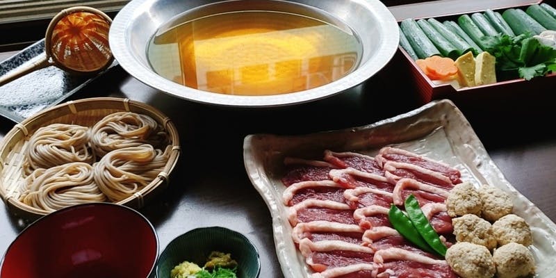 【鴨そばすき　うつぎ】大鍋コース/全7品  鴨肉のそばすきをどうぞ