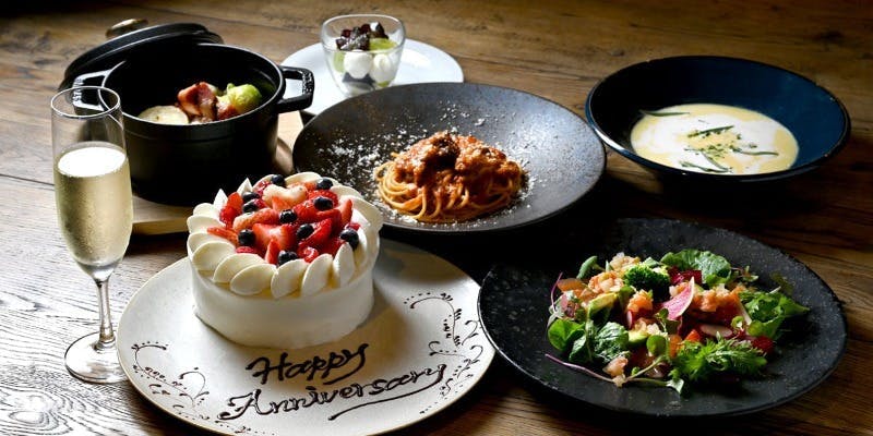 【Brooklyn Parlor Anniversary Course】乾杯スパークリング付！ANNIVERSARYホールケーキ含む全6品