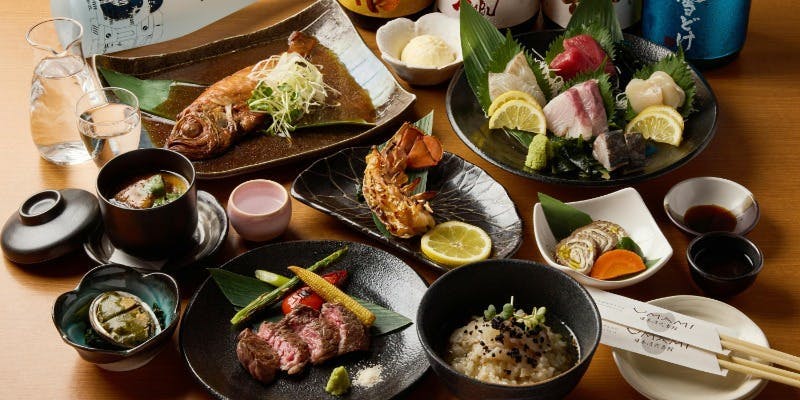 【瑠璃～るり～コース※料理のみ】日本酒は当日単品オーダー、鮑、フォアグラ、オマール海老など全9品