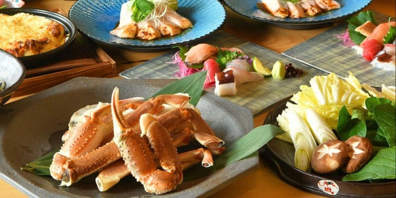 【ずわい蟹鍋コース】蟹刺身や蟹鍋、海鮮グラタン、蟹の土鍋ご飯など＜全9品＞
