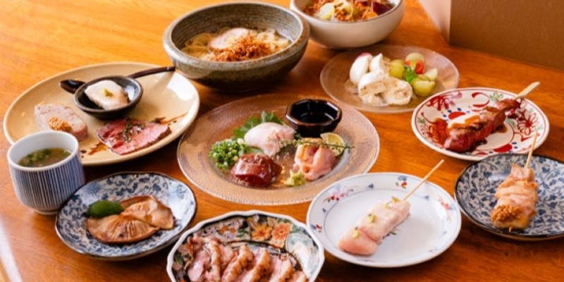 gakuコース　～地鶏のお造り盛合せ・焼き物5種など全7品～