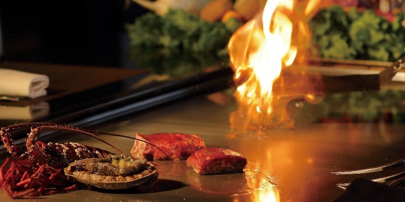 【ステーキ＆シーフード コース】本日の県産鮮魚と帆立貝柱・ステーキなど全8品（県産牛 ロース 80g）