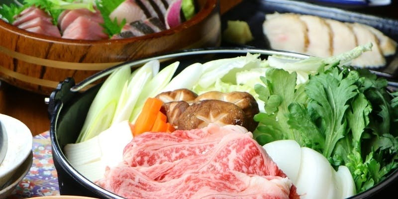 鍋【雅コース】黒毛和牛すき煮×熟成牛盛等 全9品＋土～木3時間/金・祝前日2.5時間飲み放題