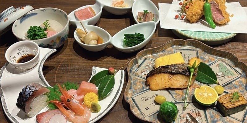 水無月 前菜盛り合わせや刺身、焼き・煮・揚げ物、ご飯物までが揃う一押しプラン