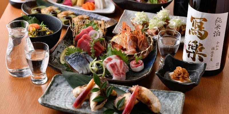 【仙～せん～コース】厳選日本酒約50種2時間飲み放題付き！人気の刺身5点盛り入り料理充実【全7品】