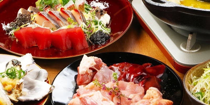 【歓送迎会向け】御造り4種盛や丹波黒鶏の焼きしゃぶ、生牡蠣など歓送迎会向け飲み放題付