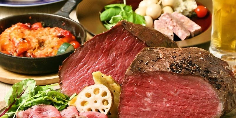 大麦牛の自家製ローストビーフ食べ放題プラン＋飲み放題付