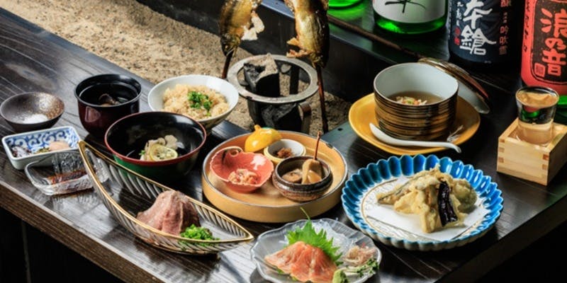 【季節のコース】モロコもしくは公魚の天麩羅、鮎の大囲炉裏塩焼き等