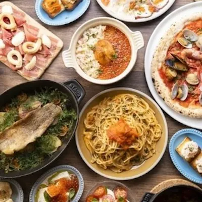 目の前で仕上げるチーズ料理&魚介を味わう本格イタリアンと華やかな逸品料理の数々