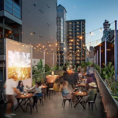 テラスで仲間と盛り上がる開放的な空間